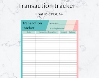 Modello per il monitoraggio delle transazioni digitali, pianificatore di spese e uscite (PDF, A4)