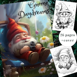26 Malbuch Wichtel, Ausmalbilder Gnome, Fantasy, Ausmalbilder Gnome Tagtraum, Niedlicher Wichtel, Erwachsene+ Kinder Sofort Download, Printable PDF, A4