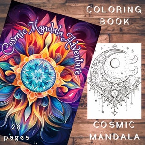 28 Mandala Kleurplaten, Mandala Kleurboek, Volwassenen + Kinderen, Kosmische Mandala, Digitaal Kleurboek, Ruimte, Instant Download, A4, PDF