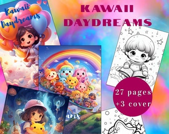 Kawaii Daydreams Malbuch, süße Charaktere (druckbare PDF)