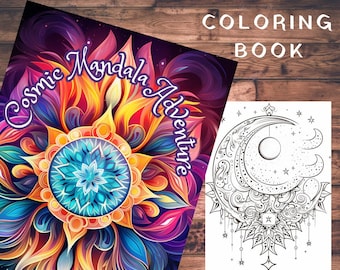 28 Mandala Coloring Pages, Mandala Coloring book, Adults + Kids, Cosmic Mandala, Digital Coloring Book, Space, Instant Download, A4, PDF