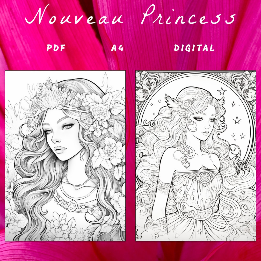30 Princess Coloring Page Princess Coloring Book Fantasy - Etsy