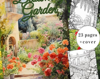 Blooming Garden Coloring Book, 23 Floral Pages (Printable PDF)
