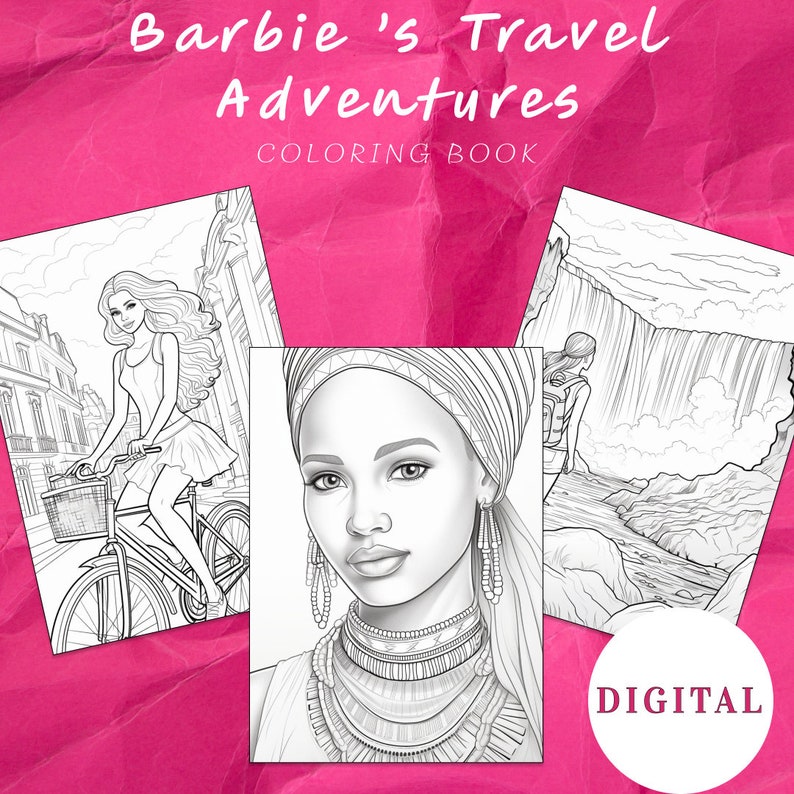 24 Barbie Style Coloring Page, Barbie Coloring Book, Coloring Book, Adults Kids Instant Download