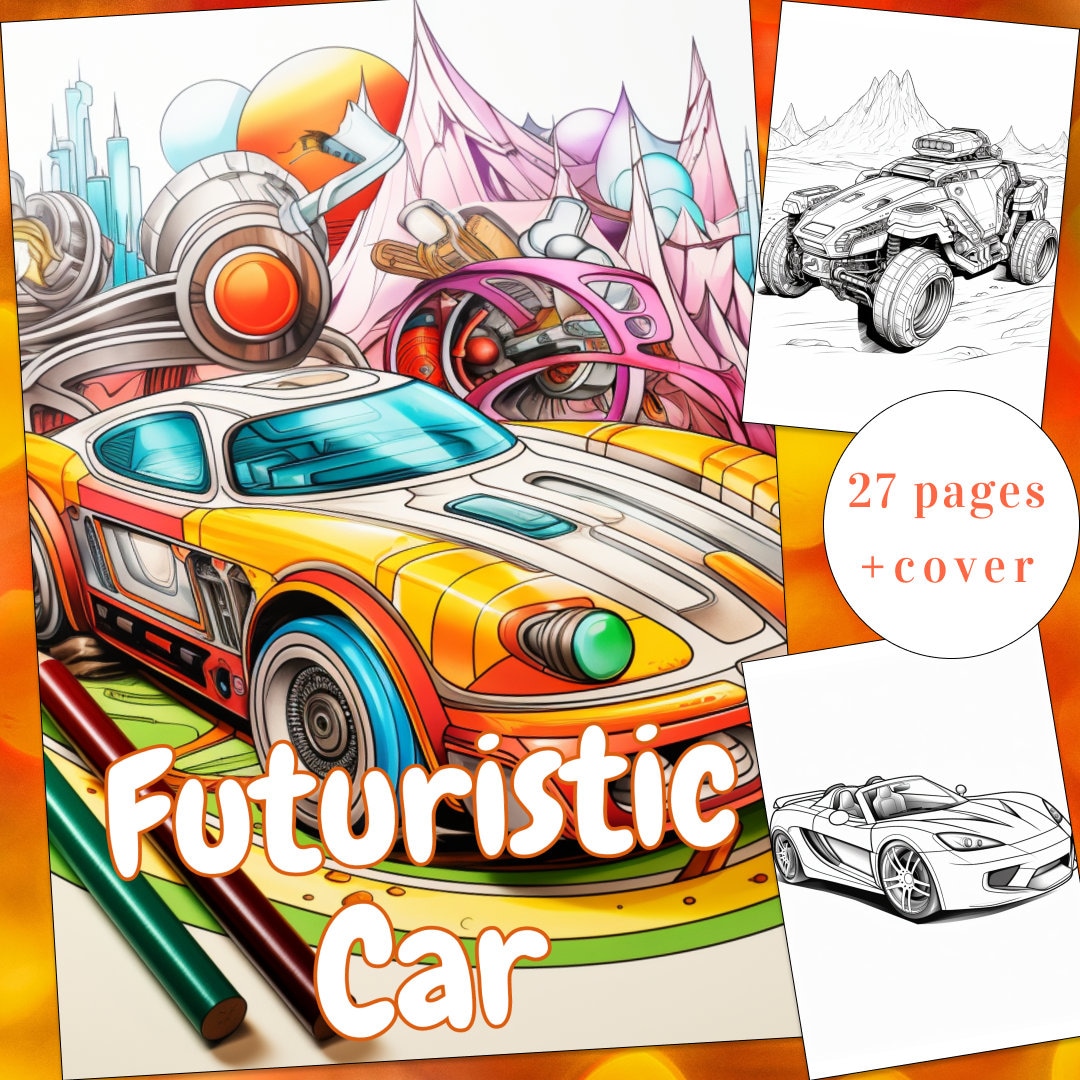 27 Car Coloring Book, Futuristiccar Coloring Page, Cars