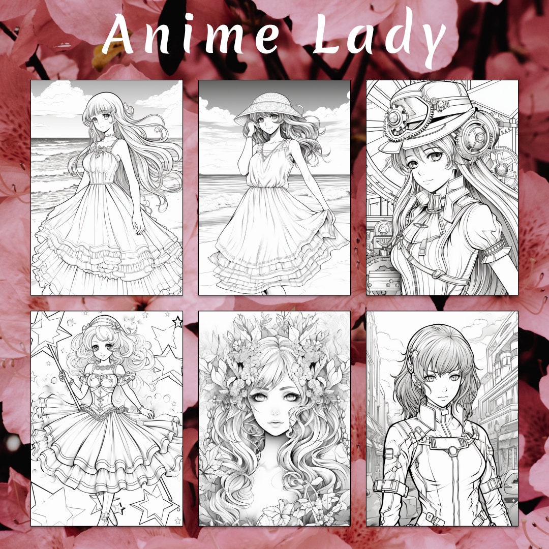 31 Anime Lady Coloring Page, Anime Coloring Book, Fantasy Coloring Book