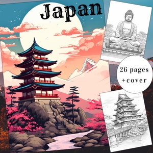 26 Japan Coloring Page, Japan Architecture Coloring, Japanese Scenes Coloring, Adults + kids Instant Download, Japan Coloring, Printable PDF