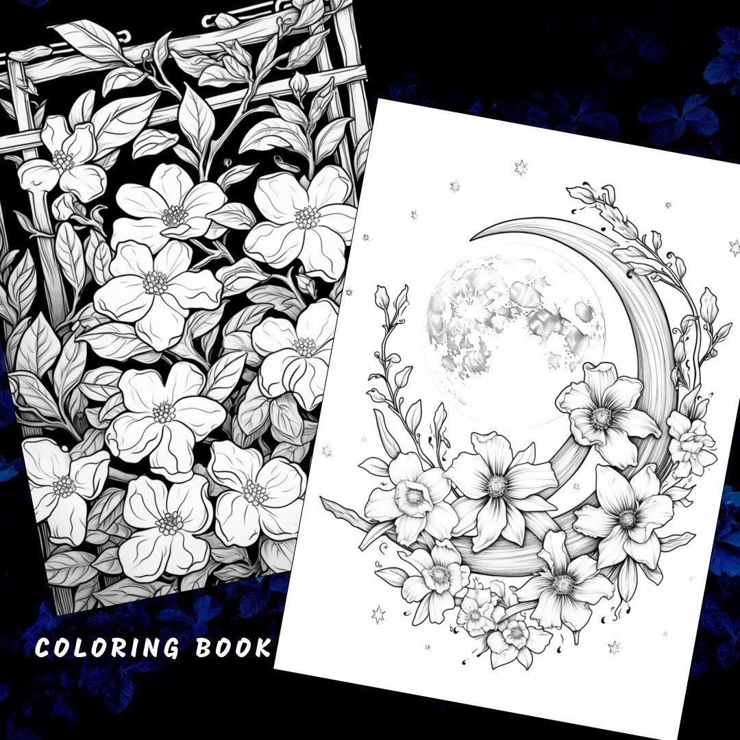 30 Night Flowers Coloring Page, Flowers Coloring Book, Night Coloring ...