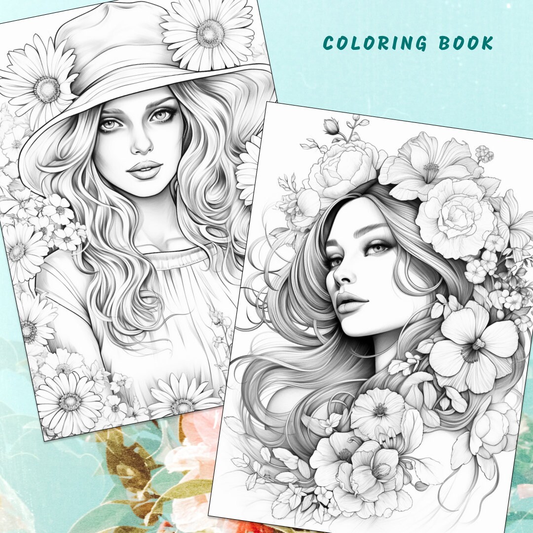 Beautiful Women Adult Coloring Book Graphic by mstmahfuzakhatunshilpe ·  Creative Fabrica
