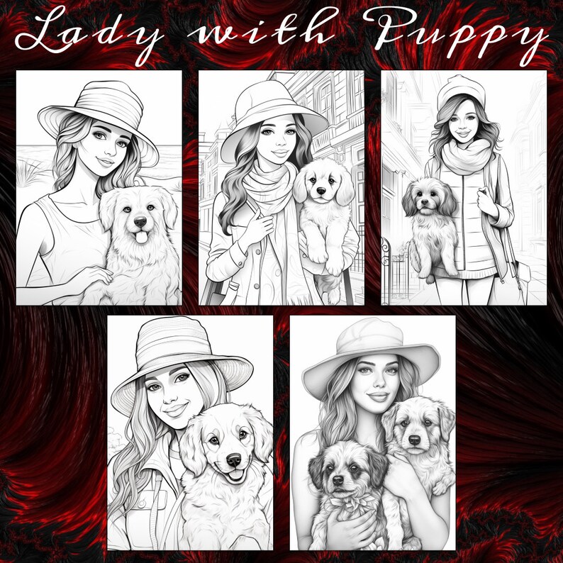 38 Lady With Puppy Coloring Page, Lady Coloring Book, Adults Kids ...