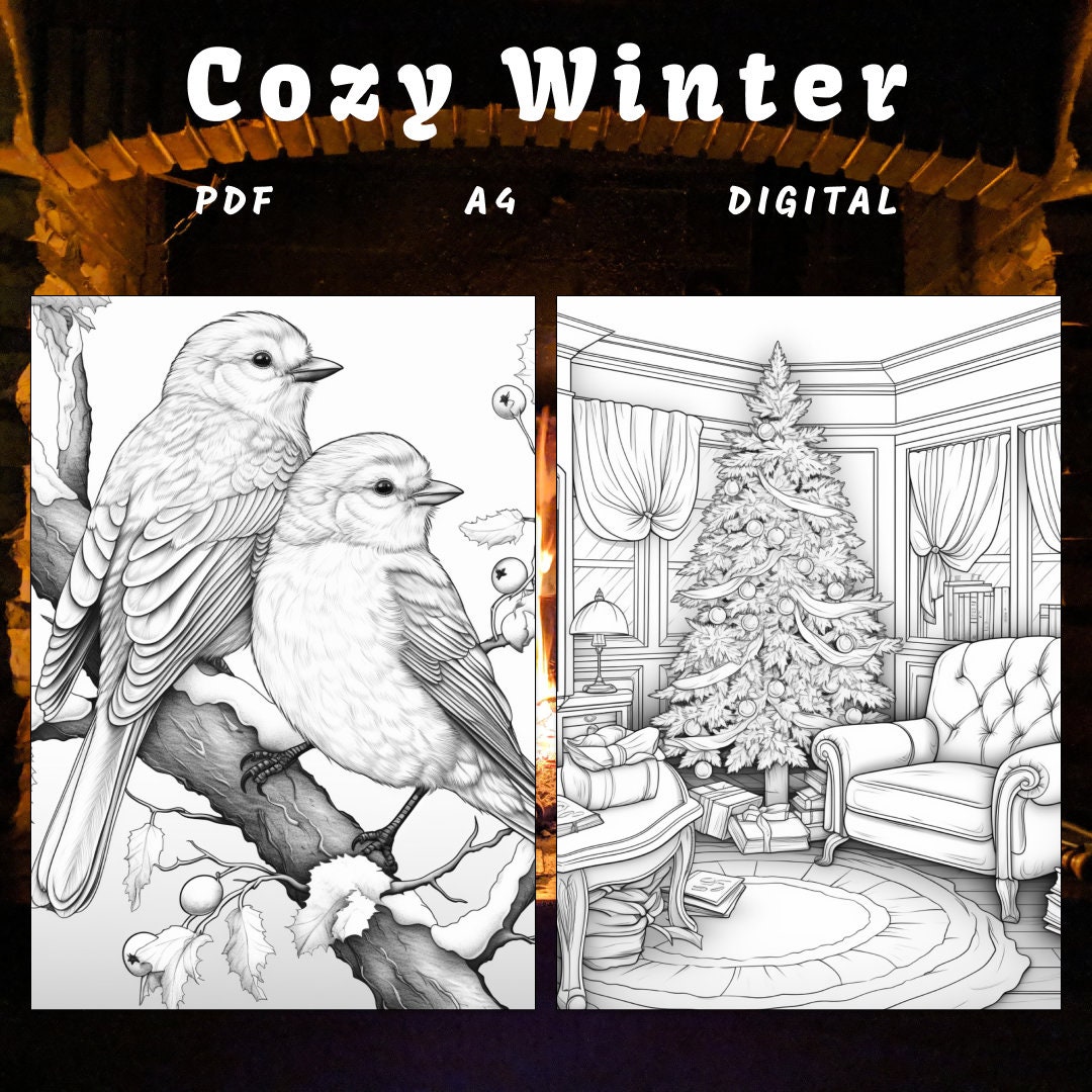 25 Cozy Winter Coloring Page, Fantasy Coloring, Winter Coloring Book ...