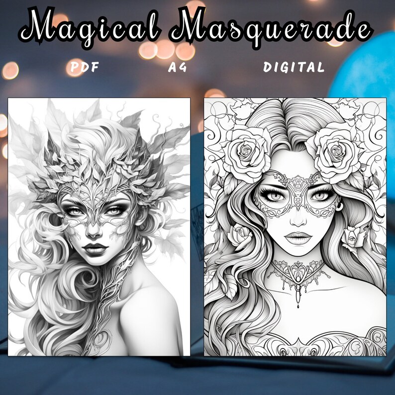 32 Lady Coloring Page Lady Coloring Book Magical Masquerade - Etsy