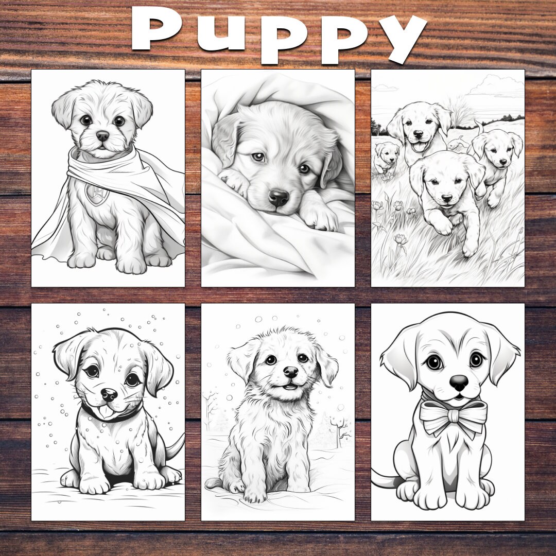 27 Puppy Coloring Page, Dogs Coloring Book, Cute Dog Coloring Book