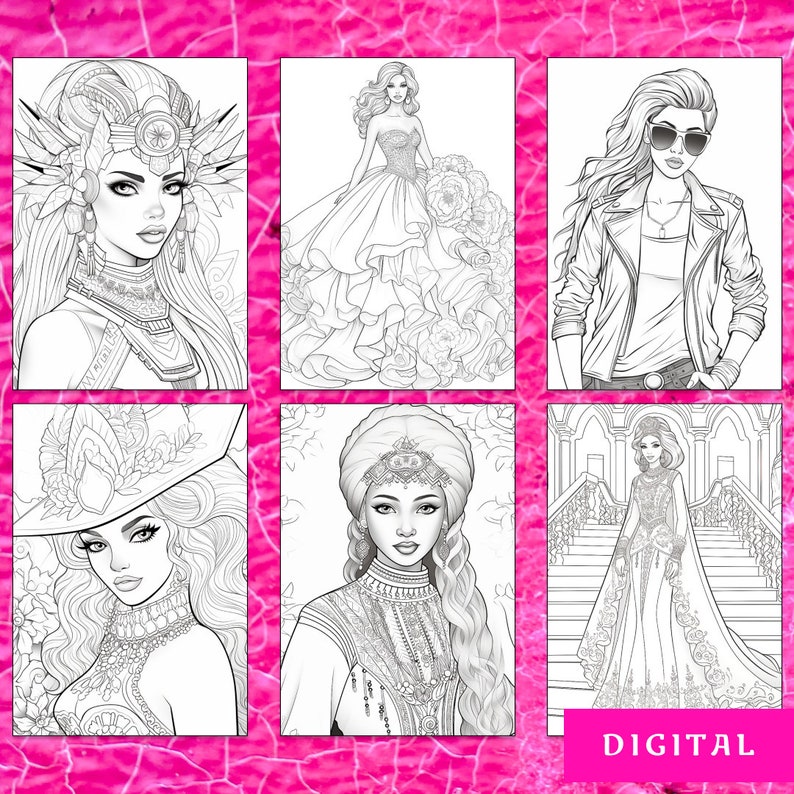 32 Barbiie Style Coloring Page, Barbie Coloring Book, Coloring Book