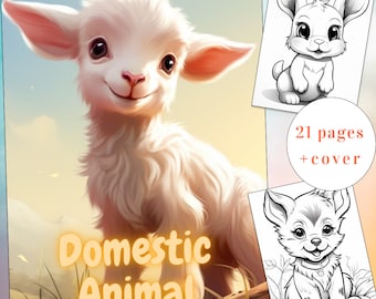 Livro de colorir de animais domésticos, desenhos fofos, 21 páginas (PDF para imprimir)