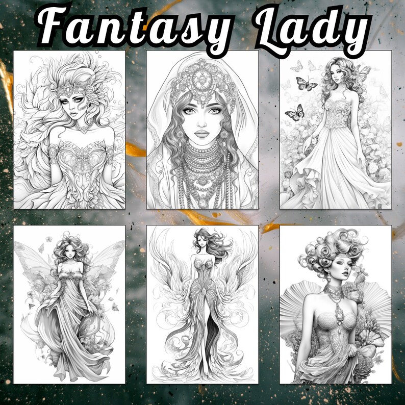 32 Lady Coloring Page, Lady Coloring Book, Fantasy Lady Coloring Book ...