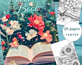Página para colorear de un libro floreciente con ilustraciones florales (PDF imprimible)