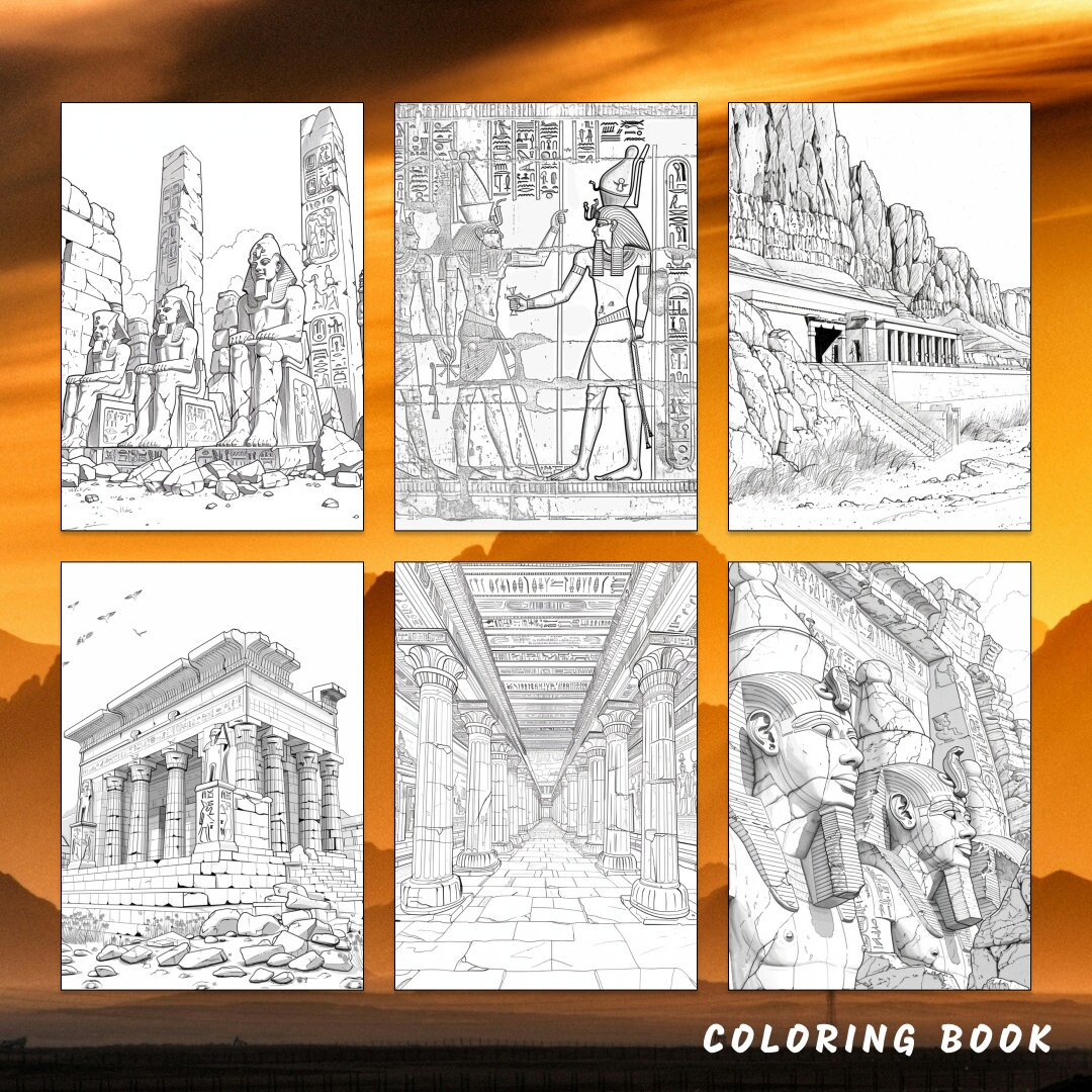 26 Egypt Coloring Page, Egyptian Architecture Coloring, Pyramids
