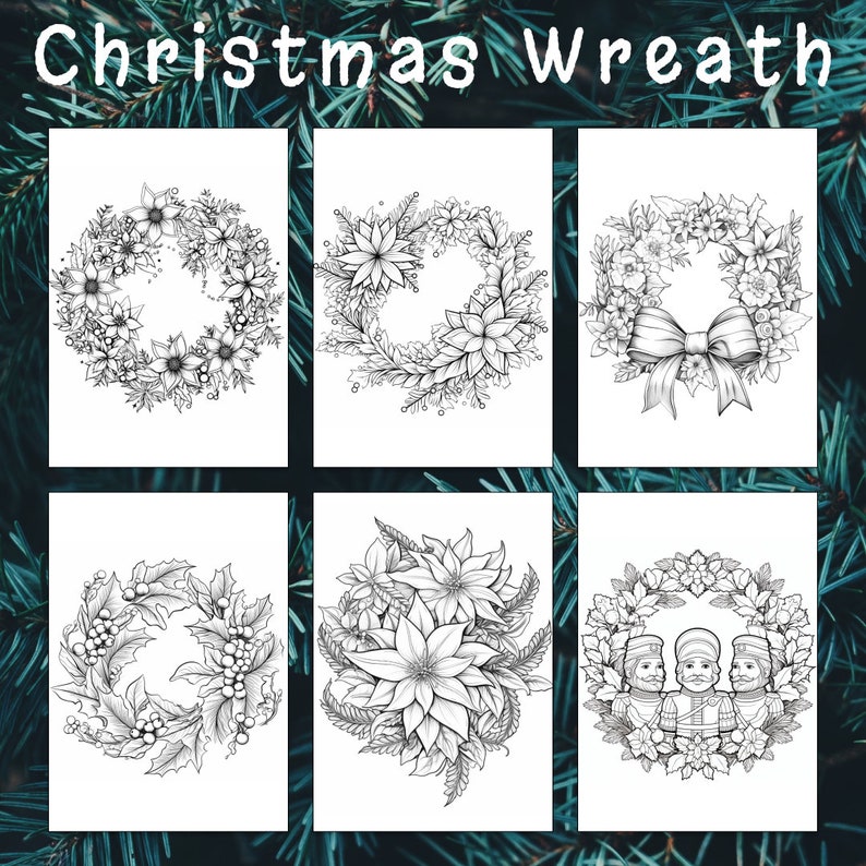 30 Christmas Wreath Coloring Page, Christmas Coloring, Wreath Coloring