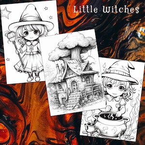 28 Little Witches Coloring Page Cute Witches Coloring Magic - Etsy