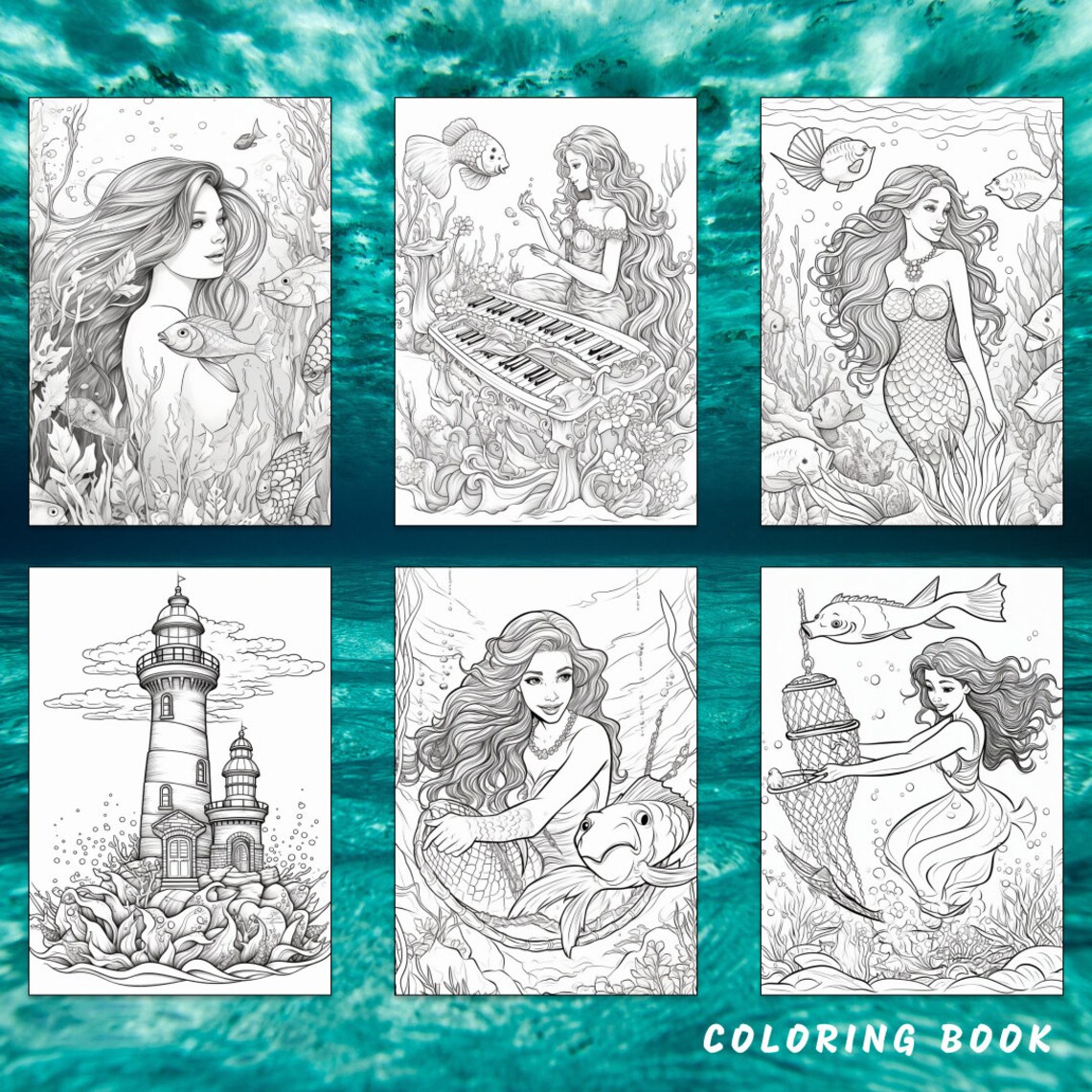 30 Mermaid Coloring Page, Mermaid Coloring Book, Coloring Book, Adults ...