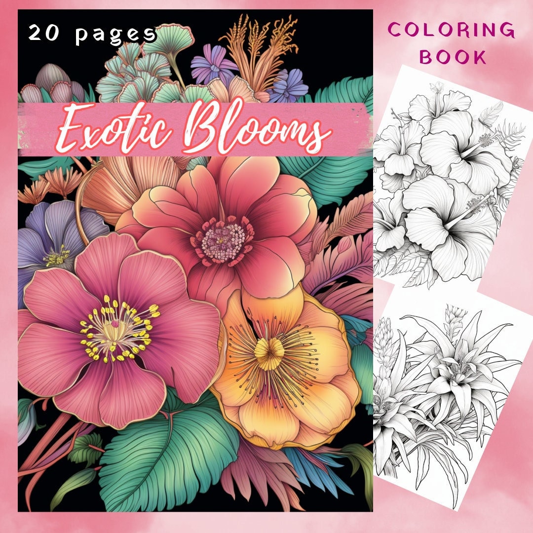 Flower Coloring Page, Flower Coloring Book, Digital Coloring Book ...