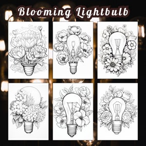 27 Blooming Lightbulb Coloring Page, Flower Coloring,lightbulb Coloring