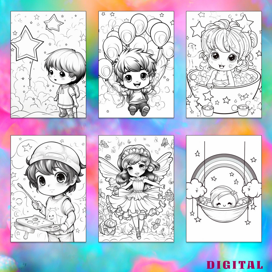Kawaii Coloring Page Book, Adults + Kids- Instant Download, Kawaii ...