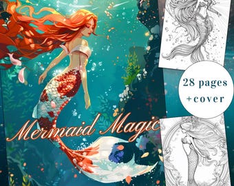 Magic zeemeermin kleurboek, 28 fantasiepagina's (afdrukbare pdf)