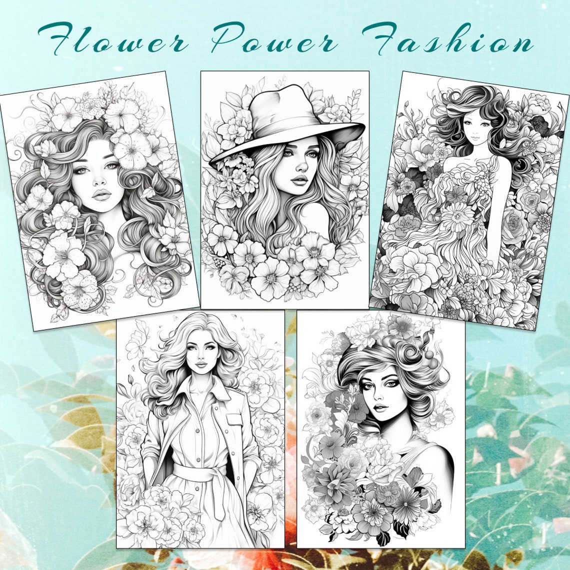 30 Fashion Lady Coloring Page, Lady Coloring Book, Flower Lady Coloring