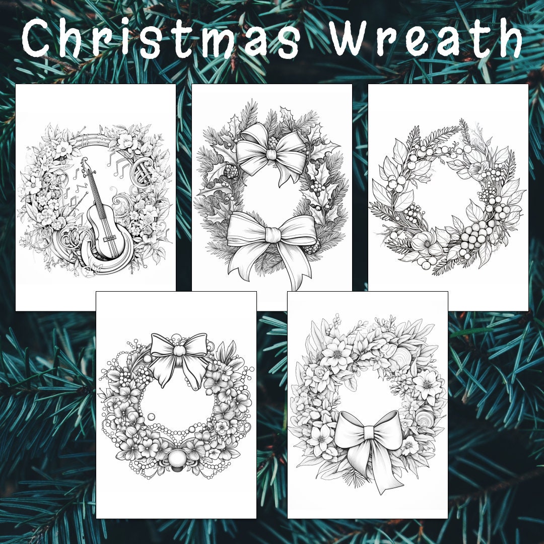 30 Christmas Wreath Coloring Page, Christmas Coloring, Wreath Coloring