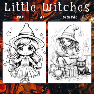 28 Little Witches Coloring Page, Cute Witches Coloring, Magic Witch ...
