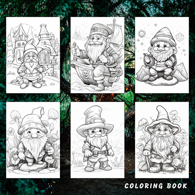 26 Gnome Coloring Book, Gnome Coloring Pages, Fantasy, Coloring Gnome