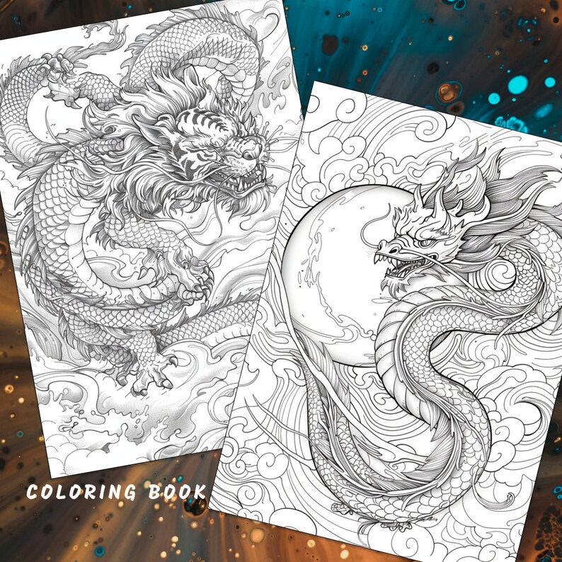 Chinese Dragon Coloring Book, Fantasy Art (printable PDF) - Etsy