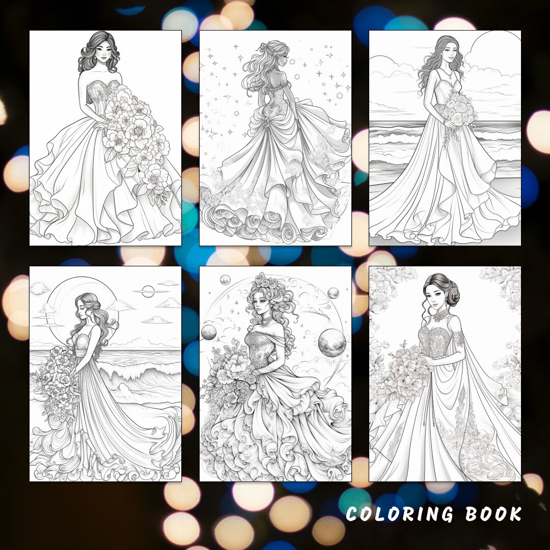 30 Wedding Lady Coloring Page Book Bride Coloring Wedding - Etsy