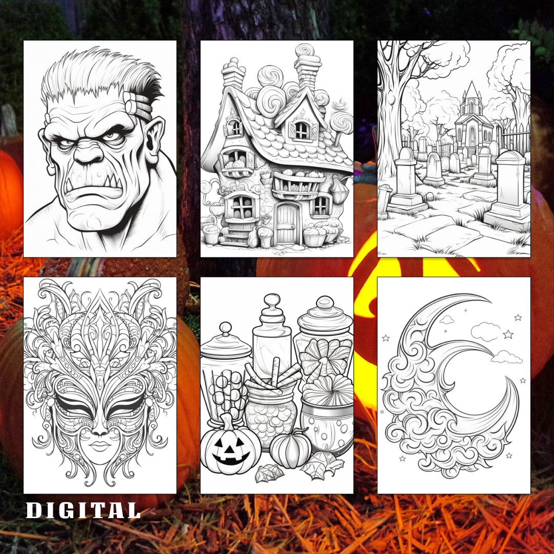 33 Halloween Coloring Page, Autumn Coloring, Magic Coloring Book