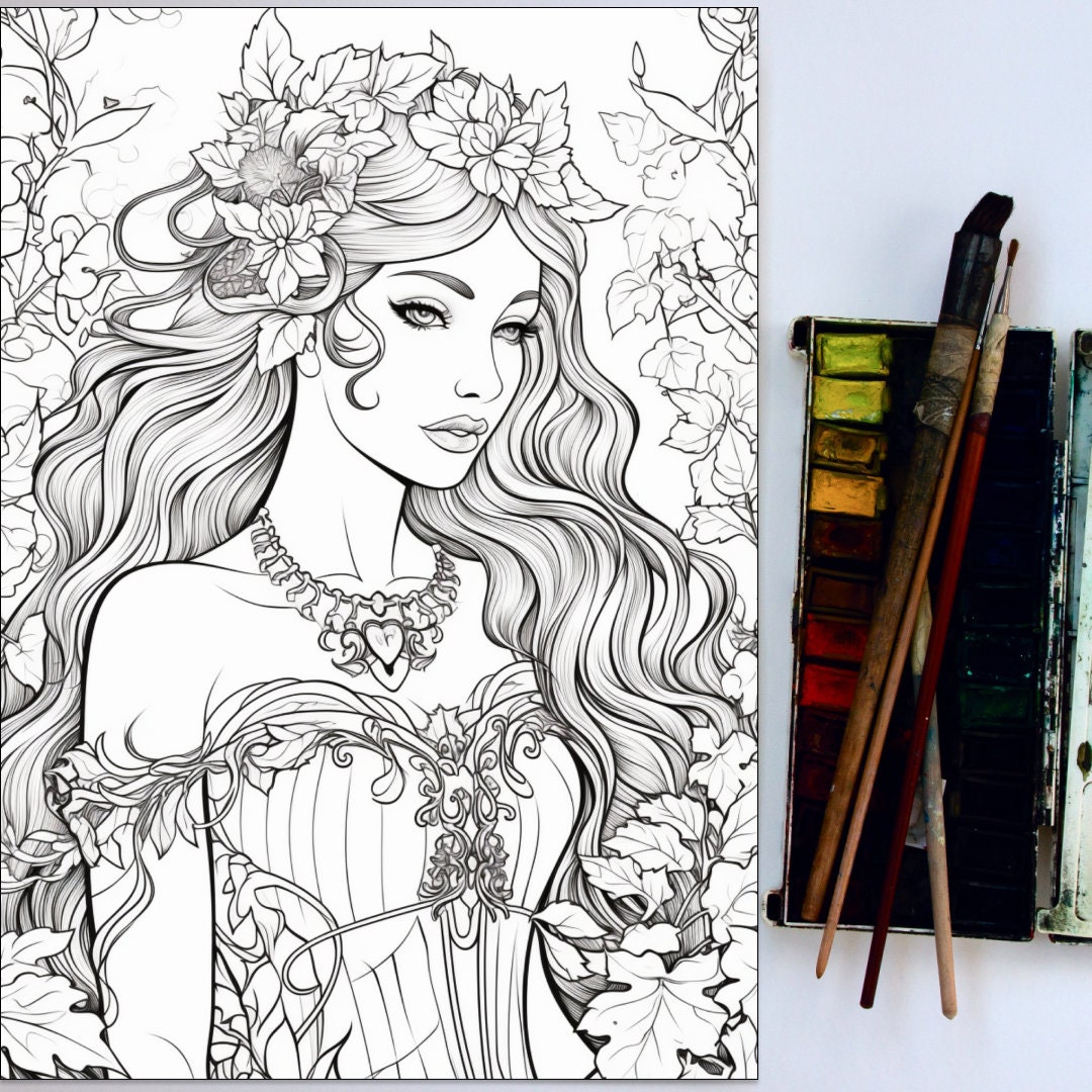 30 Princess Coloring Page, Princess Coloring Book, Fantasy Coloring ...
