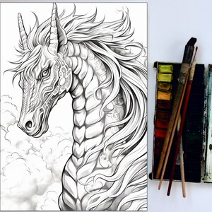 Fantasy Horse Coloring Book, Mythical Equine Illustrations (Printable PDF) image 8