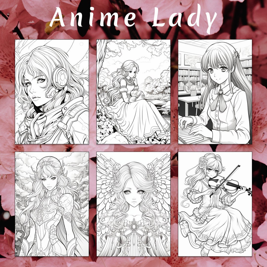 31 Anime Lady Coloring Page, Anime Coloring Book, Fantasy Coloring Book