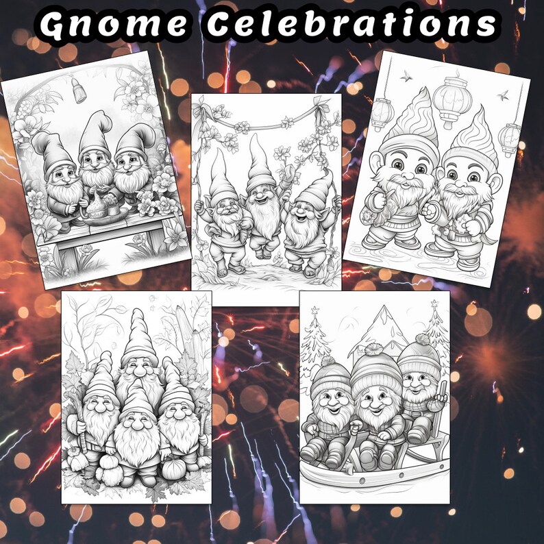 30 Gnome Coloring Book, Gnome Coloring Pages, Fantasy, Gnome