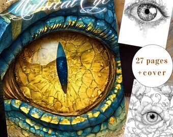 27 Mythical Eye Coloring Book Printable | Fantasy Eye Coloring Pages | Mystical & Spiritual Art PDF | Adult Coloring Book | Digital Download