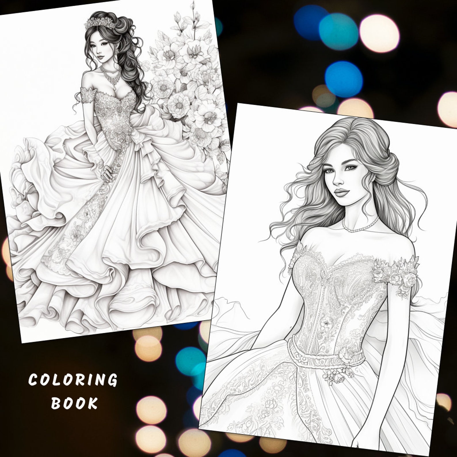 30 Wedding Lady Coloring Page Book, Bride Coloring, Wedding Coloring ...