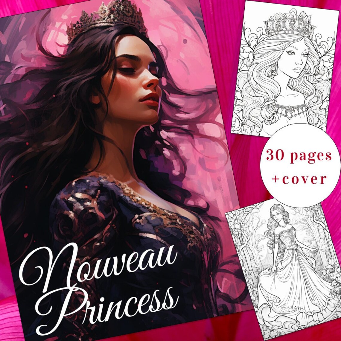 30 Princess Coloring Page Princess Coloring Book Fantasy - Etsy
