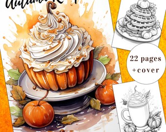 Autumn Recipes Coloring Book, Adults & Kids (Printable PDF)