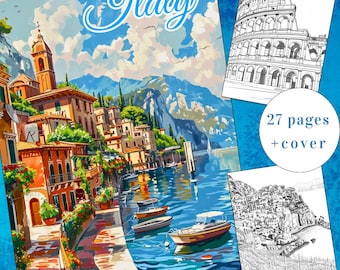 Italien Malbuch, Italienische Architektur Szenen, 27 Seiten (Printable PDF)