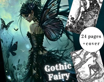 24 páginas para colorir de fadas góticas, para adultos e crianças (PDF para imprimir)