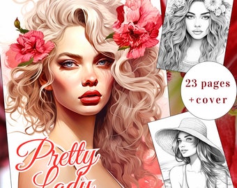 23 Página para colorir Pretty Lady, Livro para colorir Lady, Download instantâneo para adultos e crianças, Página para colorir Mulher, Colorir Moda, PDF para impressão