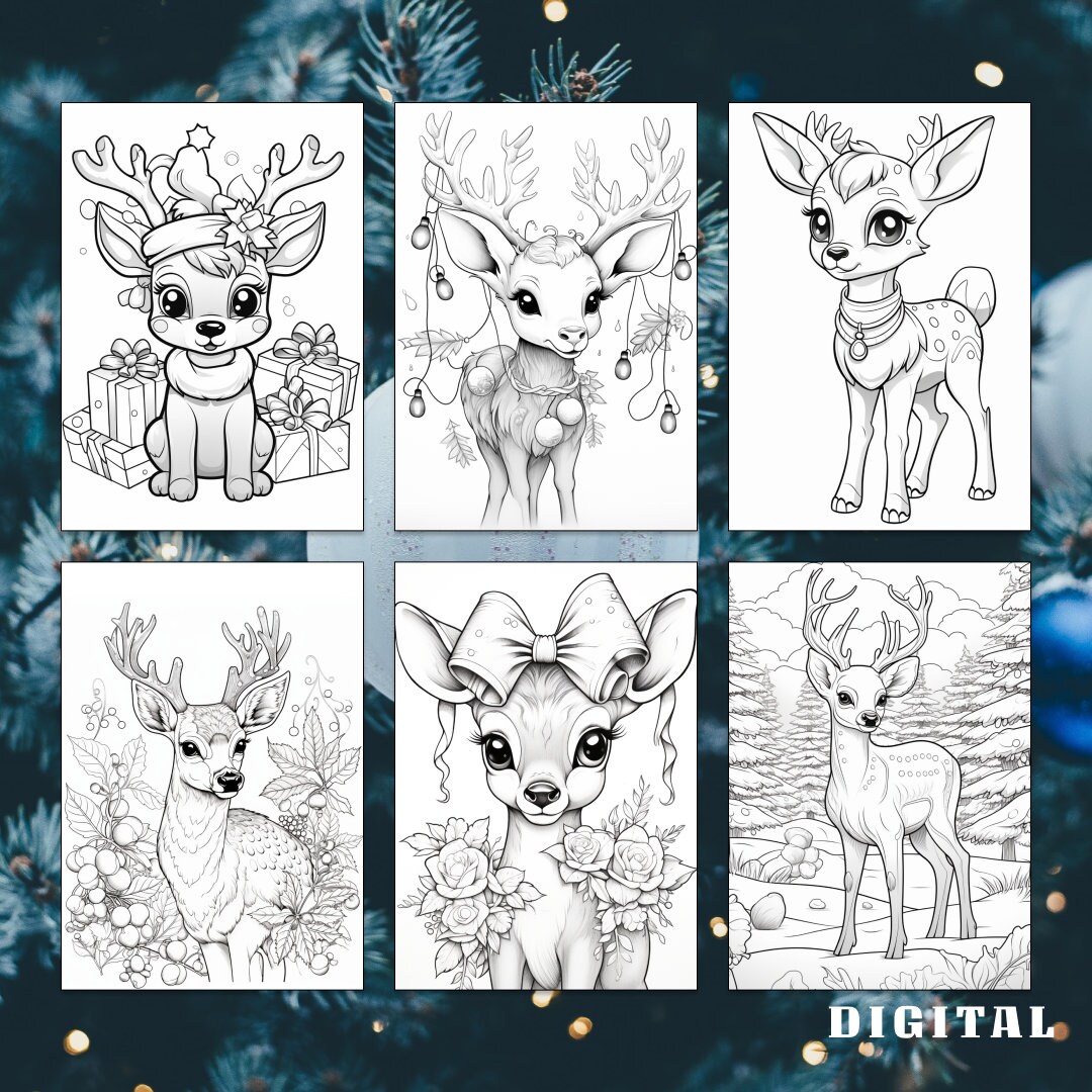 30 Winter Deer Coloring Page, Fantasy Coloring, Winter Coloring, Adults ...