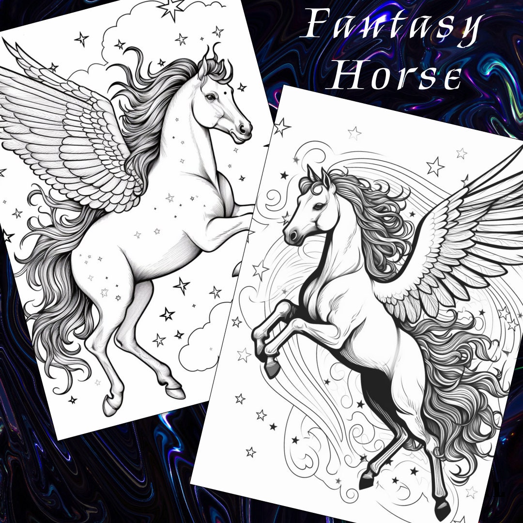 26 Fantasy Horse Coloring Page, Horses Coloring Book, Fantasy Coloring ...