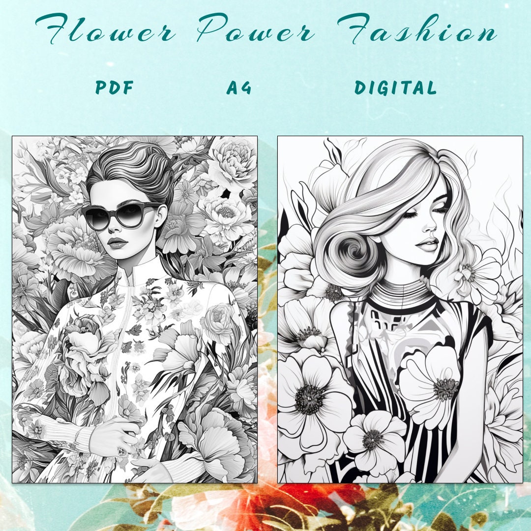 30 Fashion Lady Coloring Page, Lady Coloring Book, Flower Lady Coloring